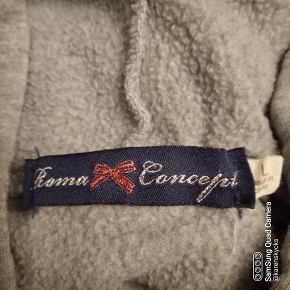 𝅺roma Concepts Long Sleeve Gray Hooded Cropped Sweatshirt Women's Size Large - Picture 5 of 6